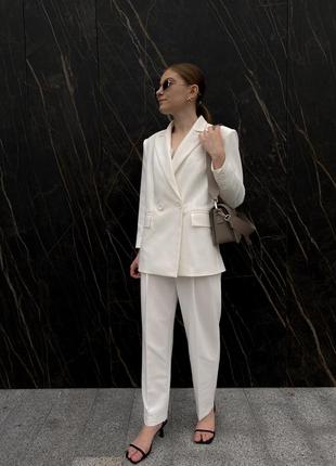 Костюм оверсайз молочного оттенка белый брюк пиджак блейзер жакет в стиле zara mango massimo dutti h&amp;m asos reserved cos2 фото