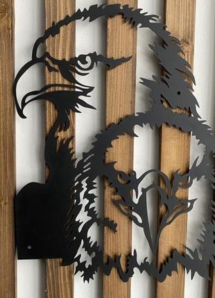 Настенный декор панно картина лофт из металла орел3 фото