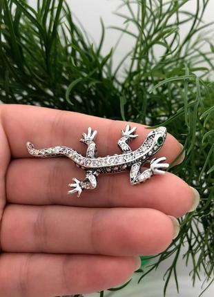 Серебряная брошь ящерица 🦎3 фото