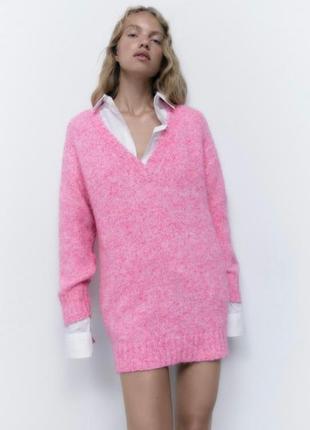Довгий вовняний светр пуловер з альпакою