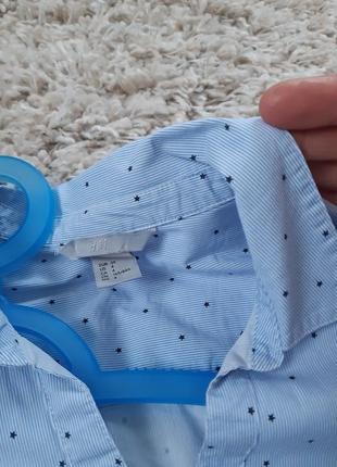 Приталенная хлопковая рубашка в полоску и принт звездочки,h&amp;m,  p. xs5 фото