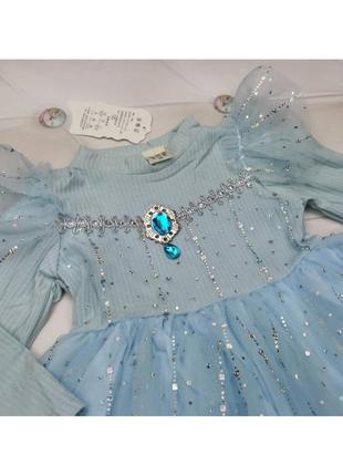 ❄️ нарядна святкова сукня для дівчинки блакитна сніжинка3 фото