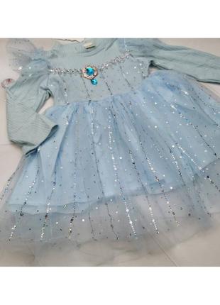 ❄️ нарядна святкова сукня для дівчинки блакитна сніжинка4 фото