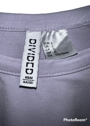 Базова укорочена бавовняна футболка лавандового кольору від h&m🔥9 фото