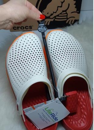 Сабо крокс тапочки сланцы crocs literide clog graphic white/orange оригинал4 фото