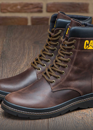 Шкіряні чоловічі теплі берці черевики ботинки кожаные мужские теплые берцы зимние ботинки натуральна8 фото