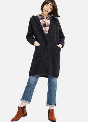 Стильный теплый шерстяной кардиган uniqlo, женский вязаный кардиган, теплая худи шерсть
