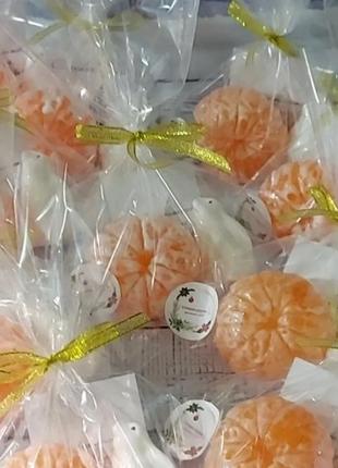 Новорічне мило мандарин з мила з високоякісної української основи преміум (ручна робота)2 фото