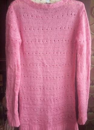 Длинный нежно розовый тонкий свитерок pinky5 фото
