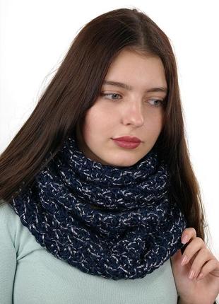 Женский стильный зимний вязаный шарф-снуд1 фото