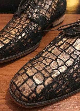 Туфли ручной работы hand made натуральная кожа замш под змею