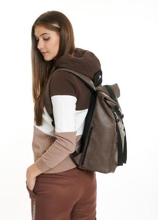 Жіночий рюкзак рол sambag rolltop milton — коричневий нубук2 фото