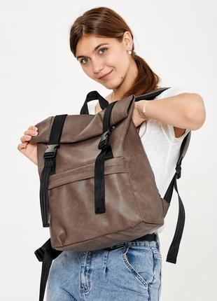 Жіночий рюкзак рол sambag rolltop milton — коричневий нубук6 фото