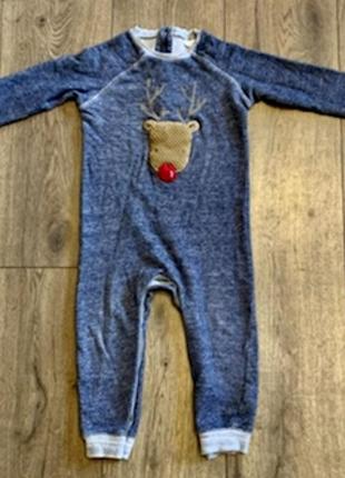 Слип ромпер человечек новогодний с объёмной аппликацией оленя next