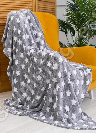 Плед мягкий из микрофибры 180х200 см плед снежок приятный к телу травка