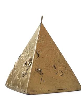 Свеча пирамида золотая1 фото