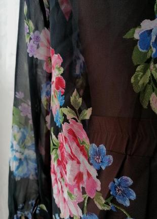 🌹платье рубашка в цветочный принт 🌹напівпрозора сорочка - сукня3 фото