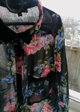 🌹платье рубашка в цветочный принт 🌹напівпрозора сорочка - сукня5 фото