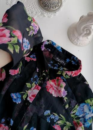 🌹платье рубашка в цветочный принт 🌹напівпрозора сорочка - сукня7 фото