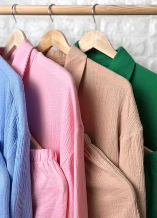 Комплект з мусліну сорочка шорти6 фото