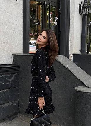 Плаття сукня сіні в горох 2
