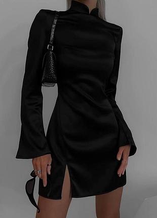 Плаття міні з розрізом замш