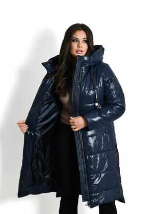 Стильная удлиненная зимняя куртка на силиконе, зимнее пальто10 фото