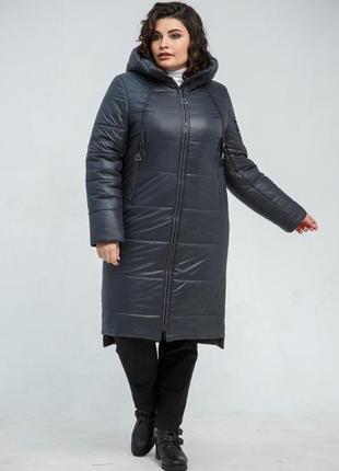 Стильная удлиненная зимняя куртка на силиконе, зимнее пальто7 фото