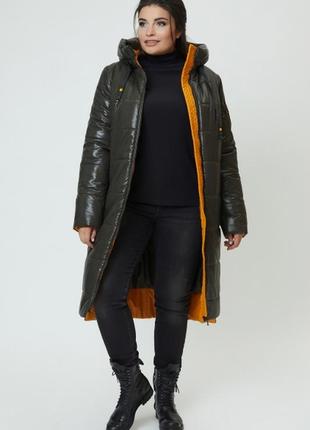 Стильная удлиненная зимняя куртка на силиконе, зимнее пальто8 фото