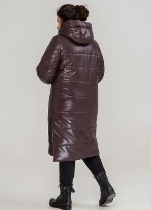Стильная удлиненная зимняя куртка на силиконе, зимнее пальто2 фото