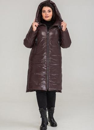 Стильна подовжена зимова куртка на силіконі, зимове пальто