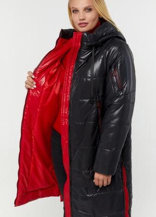 Стильная удлиненная зимняя куртка на силиконе, зимнее пальто9 фото