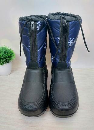 Распродажа теплые практичные ботинки черно-синего цвета на искусственном меху из пены!6 фото