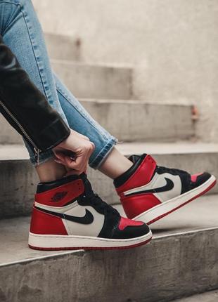 Женские высокие кожаные кроссовки nike air jordan #найк