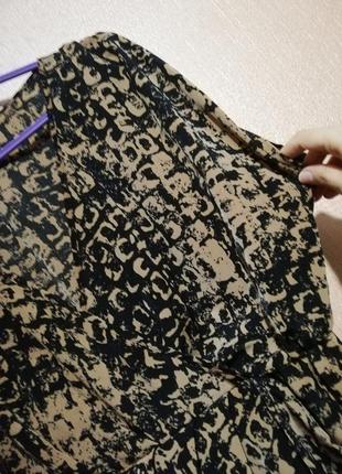 Плаття сукня леопард платье сарафан topshop міні короткий рукав богемний стиль на зараз виріз коричневе у принт7 фото