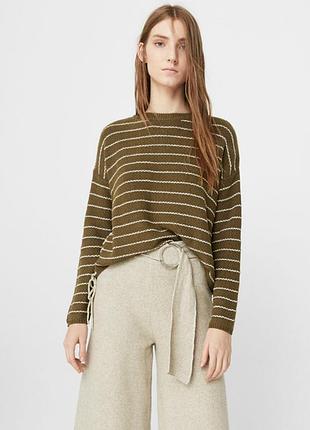 Актуальный свитер цвета хаки, mango размер m-l