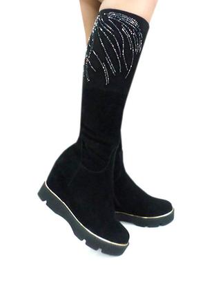 Сапоги зимние из натурального замша. 36