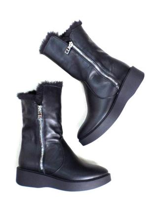 Напівчоботи зимові, шкіра. розмір 36.