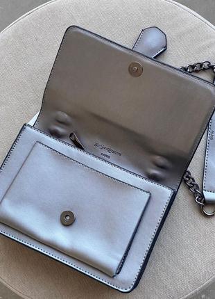 Женская стильная серебристая сумка с регулируемой цепочкой🆕небольшая сумка3 фото