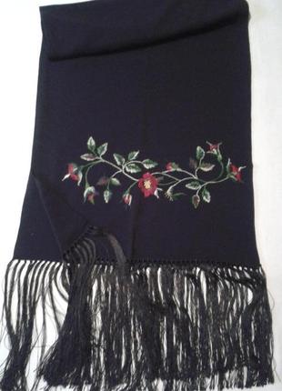 Шарф з вишивкою подвійний етно чорний + 300 шарфів і хусток на сторінці2 фото