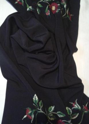 Шарф с вышивкой двойной этно черный + 300 шарфов и платков на странице1 фото