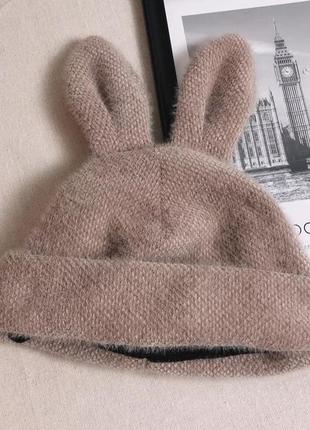 Шапка заяц (кролик) с ушками сиренево-серая 2, унисекс wuke one size7 фото