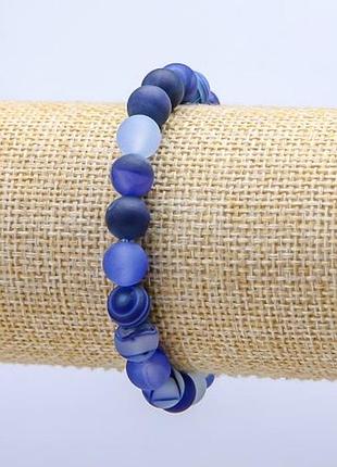 Браслет агат синий матовий