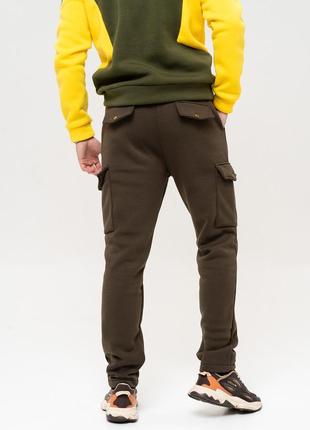 Утеплені штани карго кольору хакі3 фото