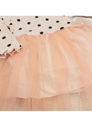 ⚫ платье для девочки в горошек розовое7 фото