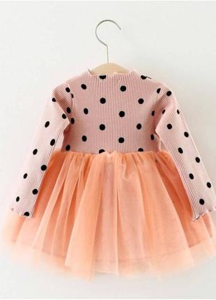 ⚫ платье для девочки в горошек розовое4 фото