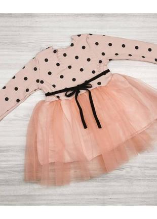 ⚫ платье для девочки в горошек розовое8 фото
