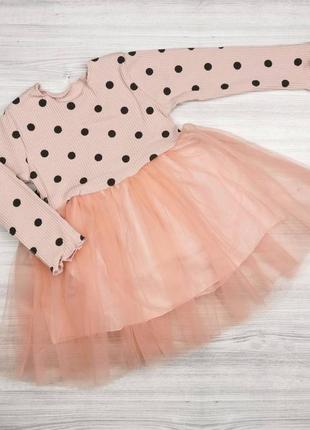 ⚫ платье для девочки в горошек розовое5 фото