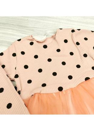⚫ платье для девочки в горошек розовое6 фото