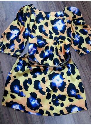Платье атласное расцветки"kenzo"1 фото